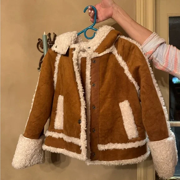 Free People Brown and Cream Leather Jacket - Picture 8 of 9